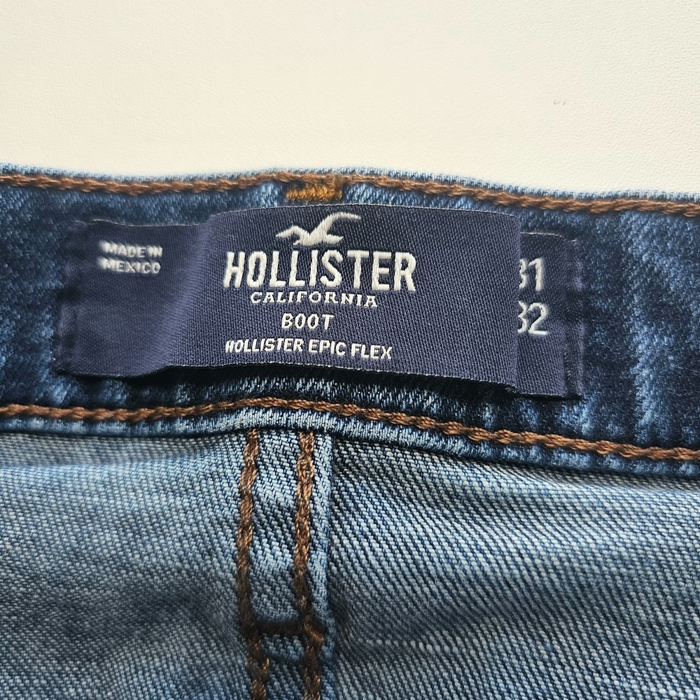 Hollister Epic Flex Bootcut Jeans Mens 31x32 Blue Denim Casual Mid Rise Preppy - Picture 5 of 10